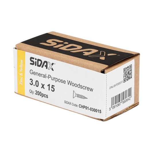 General-Purpose Woodscrew PZ1 CSK ZYP 3.0 x 15mm (200 PCS / BOX)