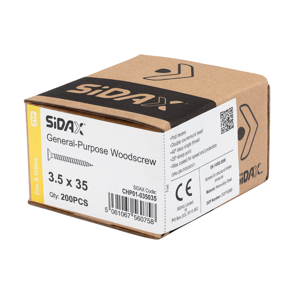 General-Purpose Woodscrew PZ2 CSK ZYP 3.5 x 35mm (200 PCS / BOX)