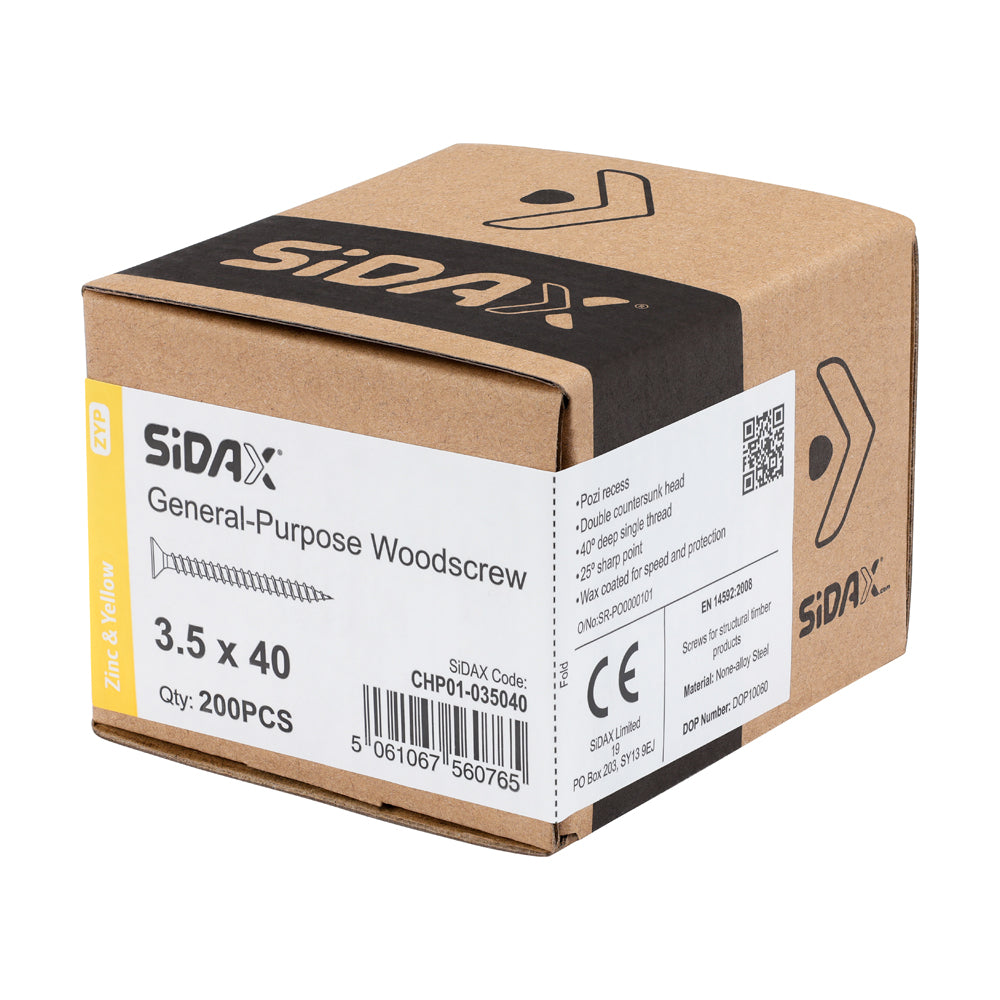 General-Purpose Woodscrew PZ2 CSK ZYP 3.5 x 40mm (200 PCS / BOX)