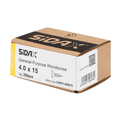 General-Purpose Woodscrew PZ2 CSK ZYP 4.0 x 15mm (200 PCS / BOX)
