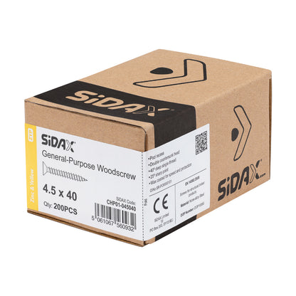 General-Purpose Woodscrew PZ2 CSK ZYP 4.5 x 40mm (200 PCS / BOX)