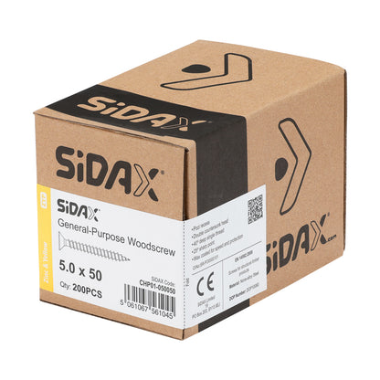 General-Purpose Woodscrew PZ2 CSK ZYP 5.0 x 50mm (200 PCS / BOX)