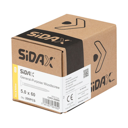 General-Purpose Woodscrew PZ2 CSK ZYP 5.0 x 60mm (200 PCS / BOX)