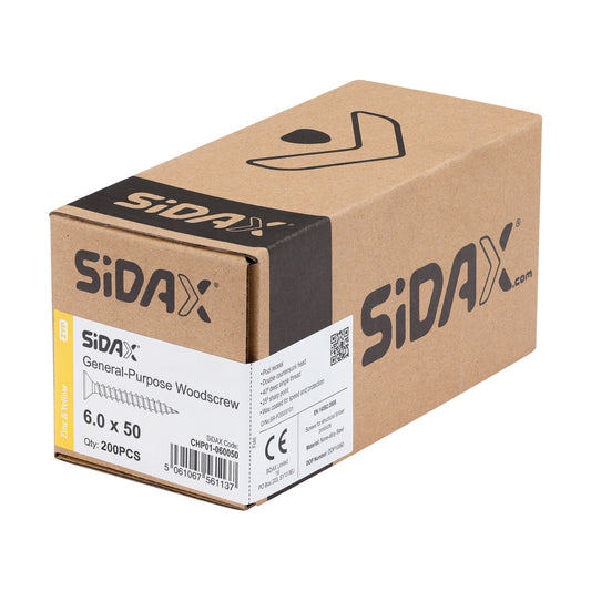 General-Purpose Woodscrew PZ3 CSK ZYP 6.0 x 50mm (200 PCS / BOX)