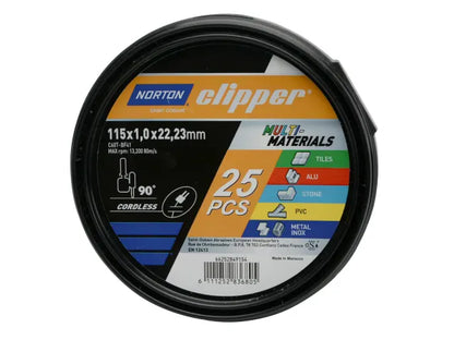 Norton Clipper® 115mm Multi-Purpose Cutting Discs 115 x 22.23mm (Tub of 25)