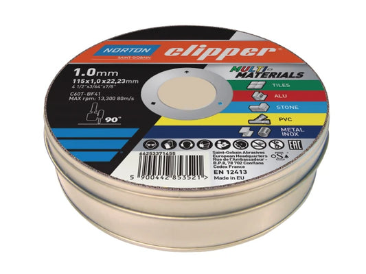 Norton Clipper® 115mm Multi-Purpose Cutting Discs 115 x 22.23mm (Tin of 10)