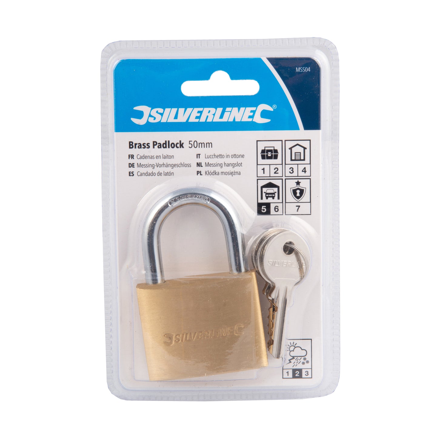 Silverline Brass Padlock 50mm