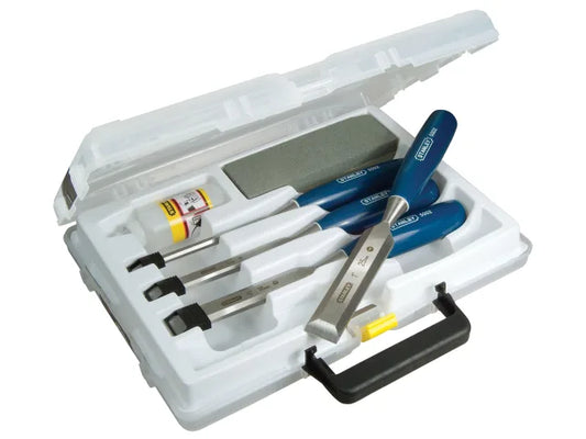 Stanley 5002 Bevel Edge Chisel & Oilstone Set, 6 Piece