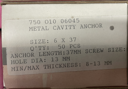 Metallic Anchor for Plasterboard